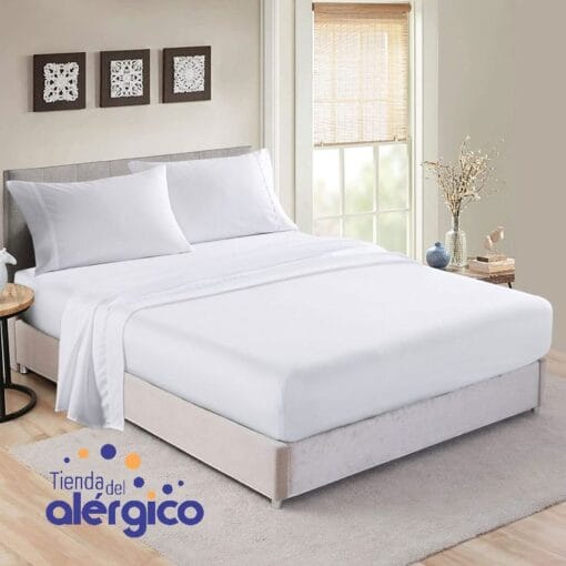 Juego De Cama "Blanco Infinito" Acabado Embone Satinado 100% Algodón