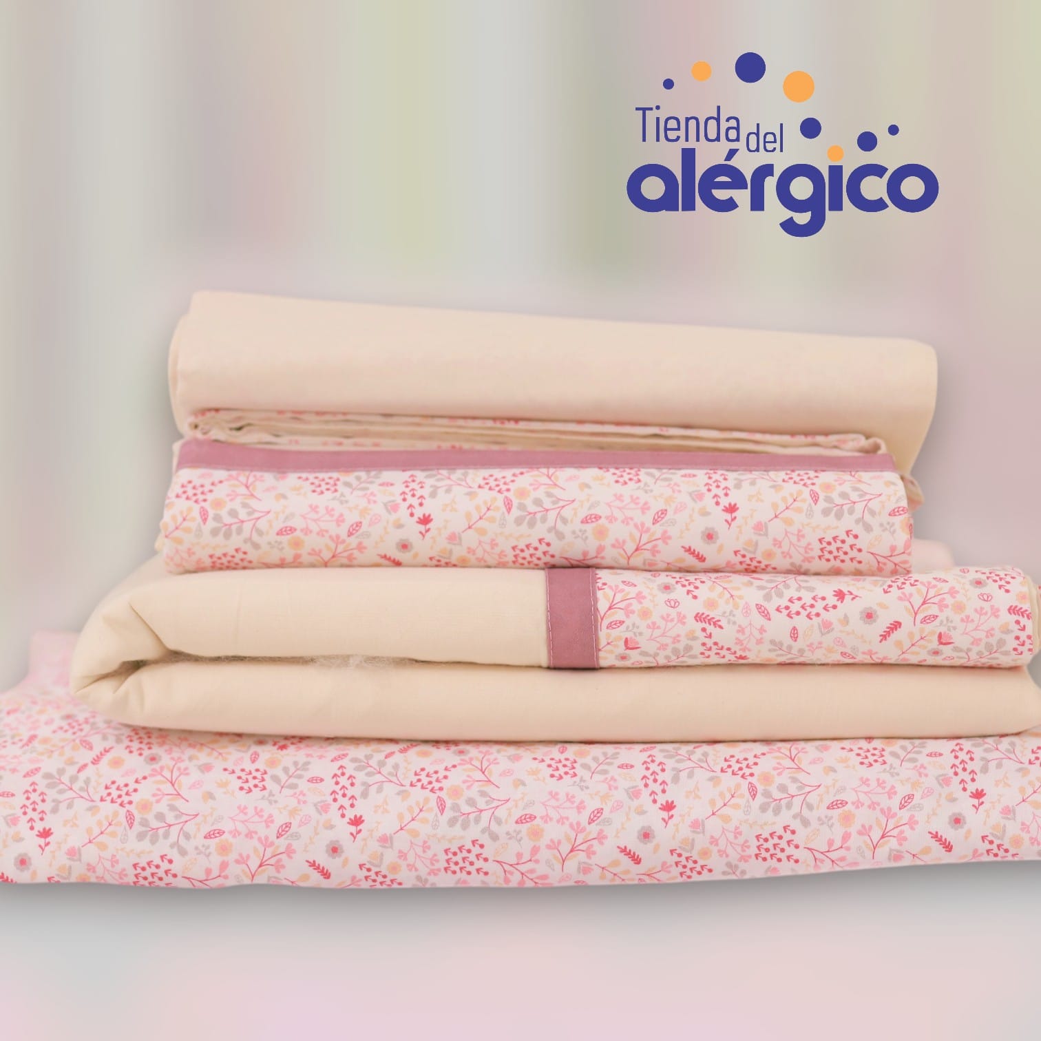 JUEGO DE SÁBANAS CREMA COMBINADA FLORES ROSA 2