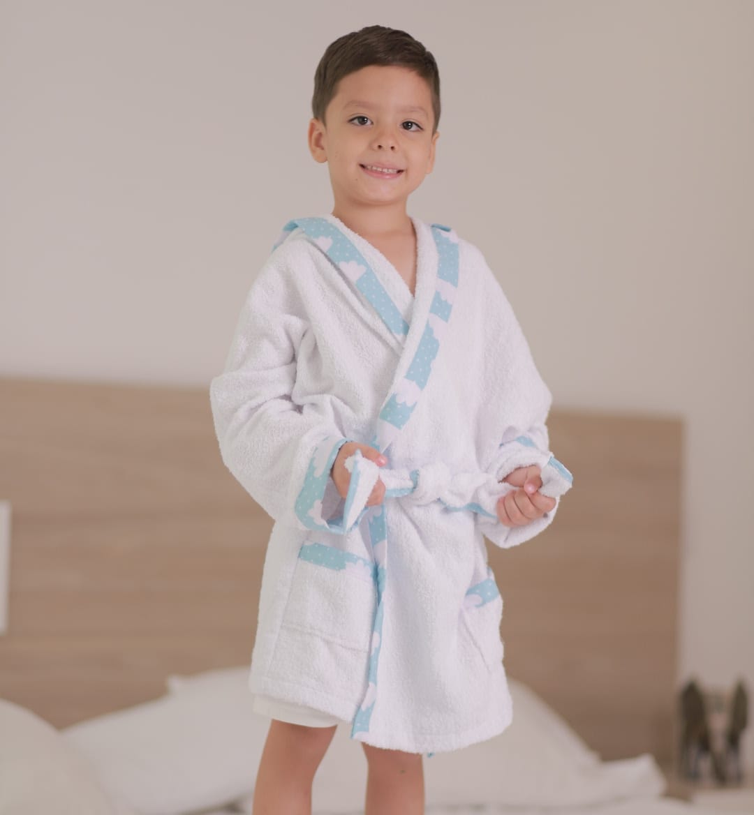 Salidera de baño blanca en tela toalla