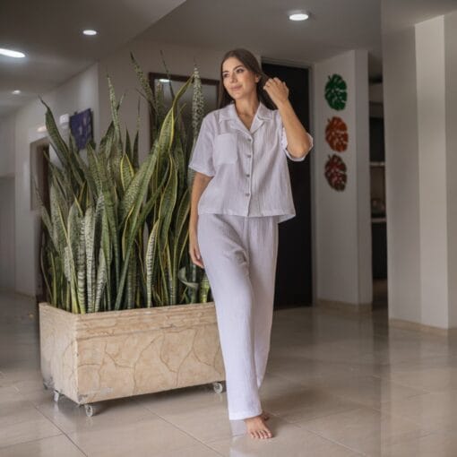 Pijama Femenina Sueño Celeste 100% Algodón