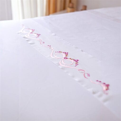 Juego De Cama Cuna Bordado Moño Cintas Y Flores