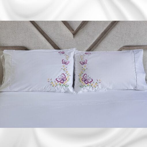 Juego De Cama Blanco "Edén De Mariposas" En 100% Algodón o Polialgodón