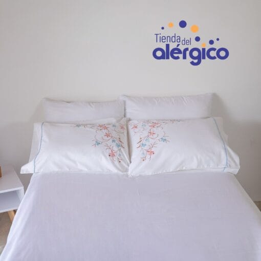 Juego De Cama Blanco 100% Algodón - Bordado "Árbol De Flores"