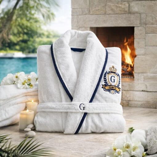 Salida De Baño Blanca Personalizada Dama y Caballero